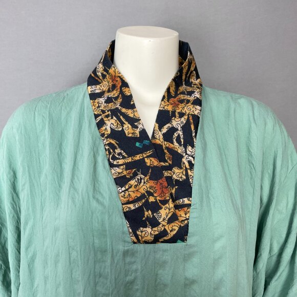 Kaftan Dress Light Green Handmade Kuwait Women Maxi Textured Fabric Pattern Trim - Picture 13 of 15